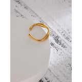 Stainless Steel Geometric Ring Women J