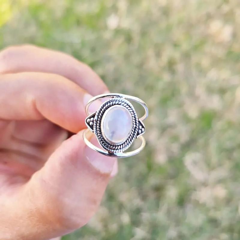 Boho Moonstone Finger Rings Jewelry For Women Charms Ring Party Gift