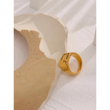 Golden Texture Sun Ring Stainless Steel Charm Jewelry