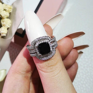 Silver Bride Wedding Ring Set Band Eternity for Women Men Gift Jewelry