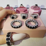 Silver Bride Wedding Ring Set Band Eternity for Women Men Gift Jewelry