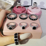 Silver Bride Wedding Ring Set Band Eternity for Women Men Gift Jewelry
