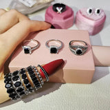 Silver Bride Wedding Ring Set Band Eternity for Women Men Gift Jewelry