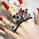 Silver Bride Wedding Ring Set Band Eternity for Women Men Gift Jewelry