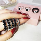 Silver Bride Wedding Ring Set Band Eternity for Women Men Gift Jewelry