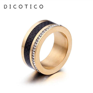 Stainless Steel Round Rings Zircon Finger Anillos