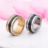 Stainless Steel Round Rings Zircon Finger Anillos