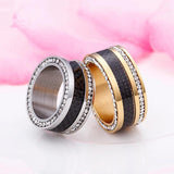 Stainless Steel Round Rings Zircon Finger Anillos