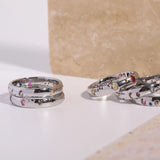 Colorful Punk Style Ring with Broken Cubic Zirconia