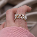 Copper Zircon Pearl Ring Women's Daily Work Accessories