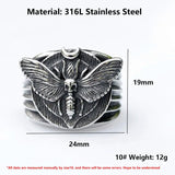Men's Stainless Steel Butterfly Moth Ring