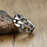 Stylish Fixed Link Chain Ring for Men High Stainless Steel Male Bands