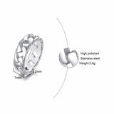Stylish Fixed Link Chain Ring for Men High Stainless Steel Male Bands