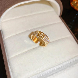 Geometric Letter Opening Ring Women's Jewelry