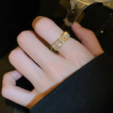 Geometric Letter Opening Ring Women's Jewelry
