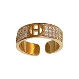 Geometric Letter Opening Ring Women's Jewelry