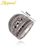 Vintage CZ Geometric Retro Finger Ring Women High Wide Party Jewelry