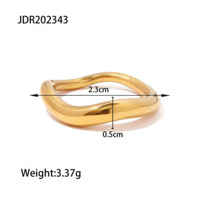 Uworld Geometric 18K Plated Stainless Steel Wavy Finger Ring for Women