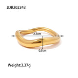 Uworld Geometric 18K Plated Stainless Steel Wavy Finger Ring for Women