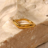 Uworld Geometric 18K Plated Stainless Steel Wavy Finger Ring for Women