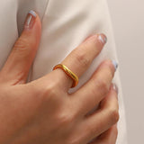 Uworld Geometric 18K Plated Stainless Steel Wavy Finger Ring for Women