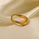 Uworld Geometric 18K Plated Stainless Steel Wavy Finger Ring for Women