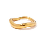 Uworld Geometric 18K Plated Stainless Steel Wavy Finger Ring for Women