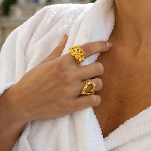 Uworld Stainless Steel Rings For Women Metal Plated Statement Jewelry Gift