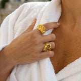 Uworld Stainless Steel Rings For Women Metal Plated Statement Jewelry Gift