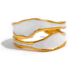 Enamel Creative Irregular Stainless Steel Open Ring Women Jewelry