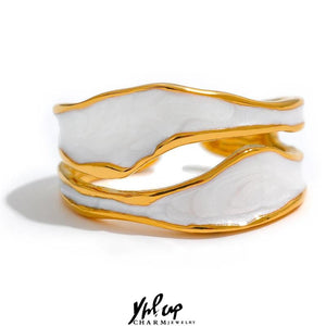 Enamel Creative Irregular Stainless Steel Open Ring Women Jewelry