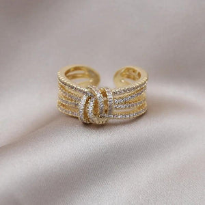 14K Plated Zircon Cross Ring for Women