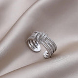 14K Plated Zircon Cross Ring for Women