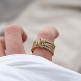14K Plated Zircon Cross Ring for Women