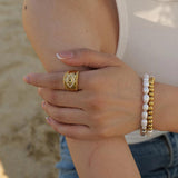 Uworld Vintage Stainless Steel Twist Eyes Ring CZ Zirconia