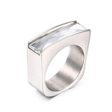 Square Multicolor Ring Stainless Steel Bohemia Colorful Stone Rings
