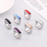 Square Multicolor Ring Stainless Steel Bohemia Colorful Stone Rings