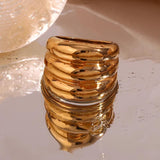 Exaggerated 3-Layer 18K Plated Stainless Steel Ring for Women