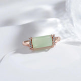 Vintage Square Mist Green Zircon Ring 585 Rose Gold Women Jewelry