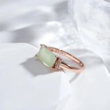 Vintage Square Mist Green Zircon Ring 585 Rose Gold Women Jewelry