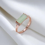 Vintage Square Mist Green Zircon Ring 585 Rose Gold Women Jewelry