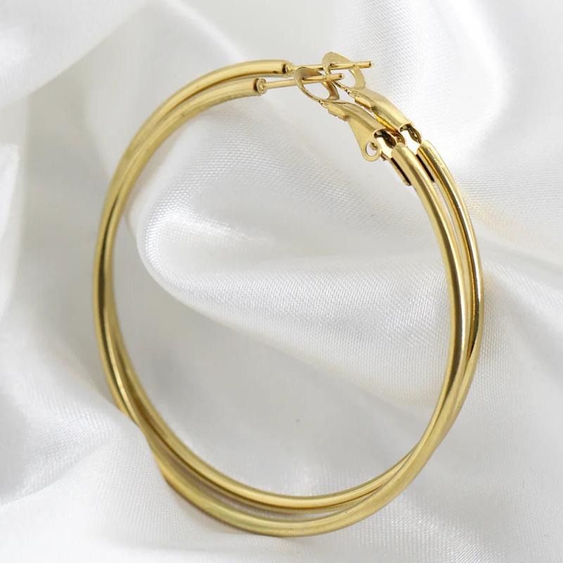 Stainless Steel Hoop Earrings 40-50MM Women Ear Jewelry Trends