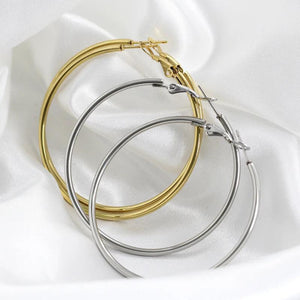 Stainless Steel Hoop Earrings 40-50MM Women Ear Jewelry Trends