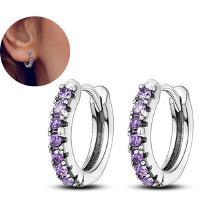 Purple CZ U-Shaped Earrings for Women - Silver Jewelry Gift