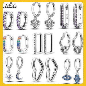 Purple CZ U-Shaped Earrings for Women - Silver Jewelry Gift