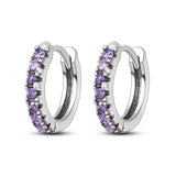 Purple CZ U-Shaped Earrings for Women - Silver Jewelry Gift