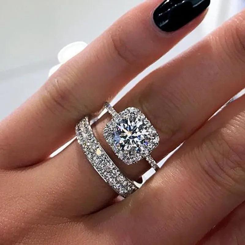 Zircon Couple Ring Men Women Party Engagement Jewelry