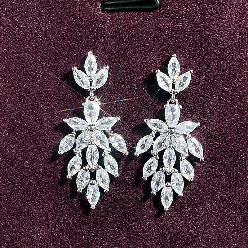 Bridal Marquise Crystal Zirconia Dangle Earrings