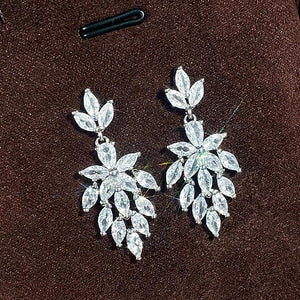 Bridal Marquise Crystal Zirconia Dangle Earrings