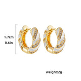 Pink Enamel Zircon Earrings Colorful Crystal Round Circle Hoop Earring